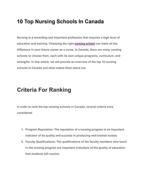10 Top Nursing Schools In Canada Pdf 10 Top Nursing Schools In Canada Pdf