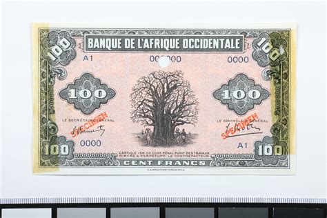 100 Francs French West Africa 1942 National Museum Of American History