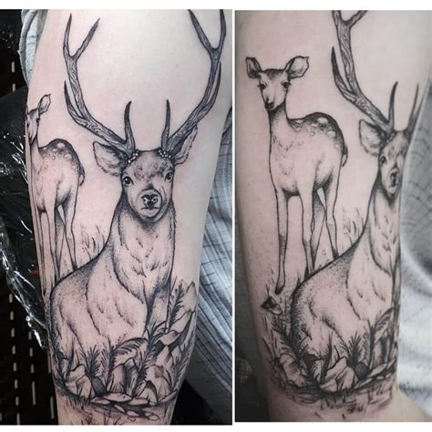 12 Awesome Buck And Doe Tattoo Designs