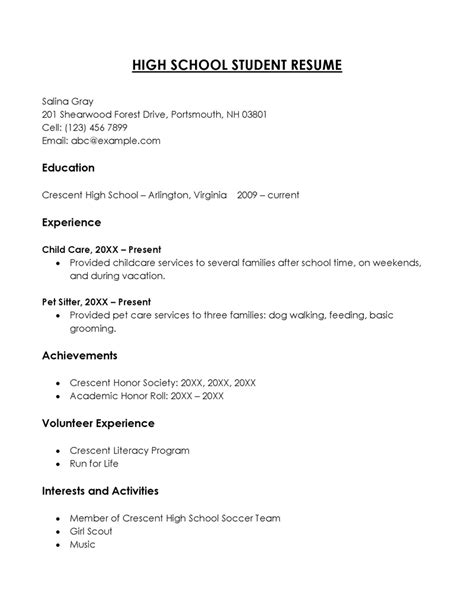 14 Simple High School Student Resume Examples