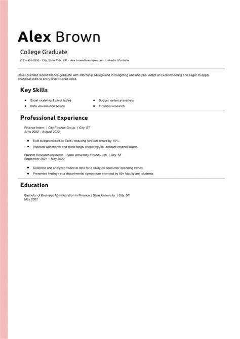 20 Best Recent College Graduate Resume Examples And Templates For 2026