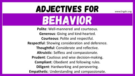 20 Best Words To Describe Behavior Adjectives For Behavior Engdic