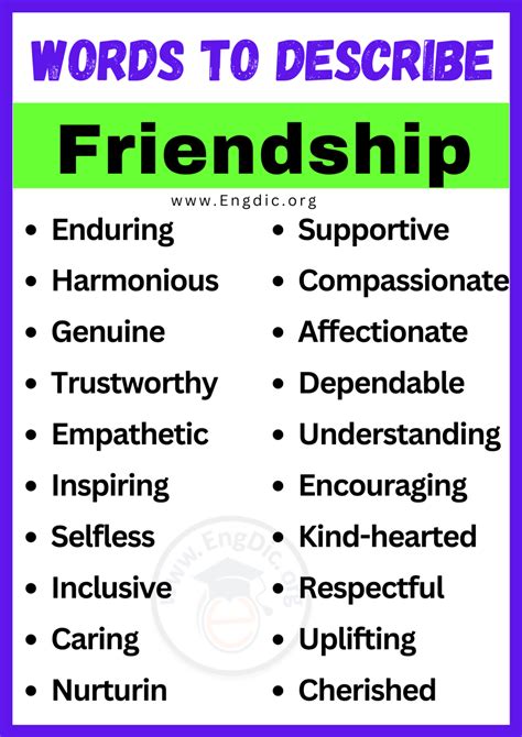 20 Best Words To Describe Friendship Adjectives For Friendship Engdic