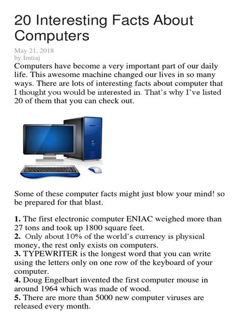 20 Interesting Facts About Computers Pdf Computer Architecture Computing