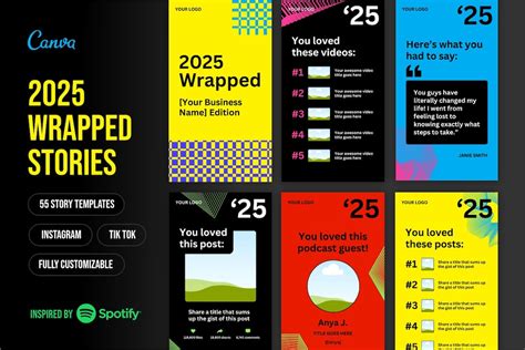2025 Spotify Wrapped Instagram Story Templates Canva Social Graphics Digital Download Etsy
