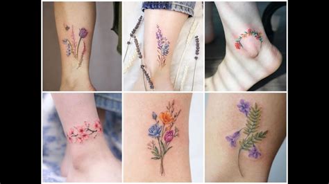 25 Delicate Tiny Watercolor Floral Ankle Tattoo Ideas Youtube