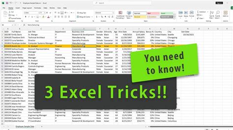 3 Excel Tricks Most Useful Excel Tutorial Exceltips Exceltricks Youtube
