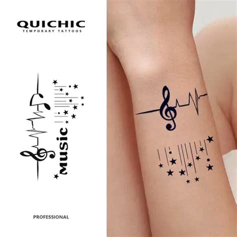3 Sheets Semi Permanent Tattoo Music Notes Ankle Lasting 1 2 Temu