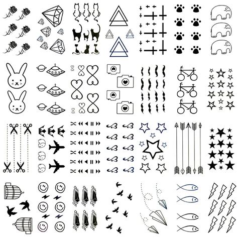 30 Sheets Small Cute Temporary Tattoos Kit Black Indonesia Ubuy