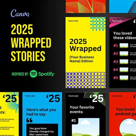 30 Spotify Wrapped 2025 Editable Canva Templates Social Media Recap Instagram Reels