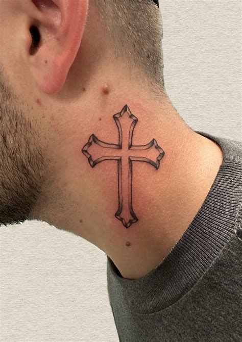 3D Cross Tattoo On Neck By Halifax Tattoo Artist Larry Tattoo Halifax Tattoo Artist Chinese Traditional Tattoo Japanese Traditional Tattoo Color Tattoo Tattoo Shops Near Me