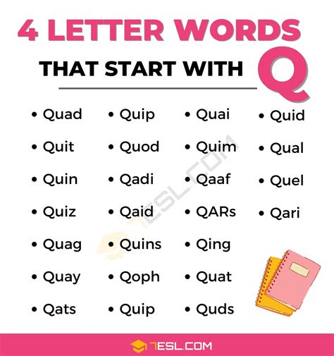 4 Letter Words Starting With Q 25 Words In English 7Esl