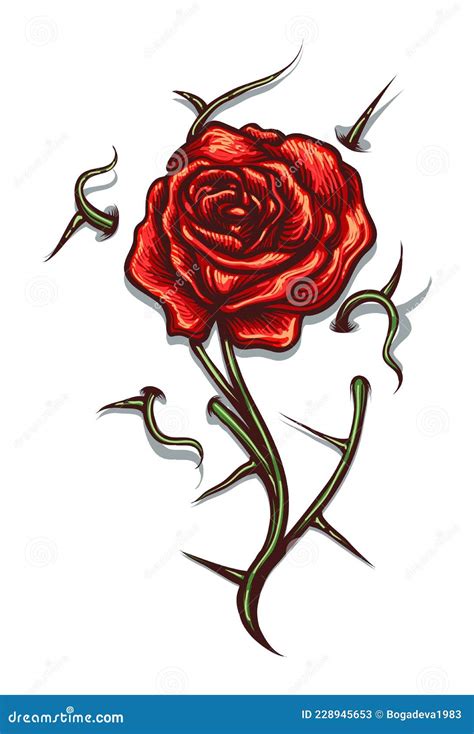 470 Rose With Thorns Tattoo Stock Illustrations Royalty Free Vector Graphics Clip Art Istock