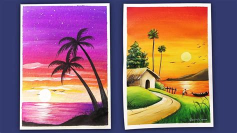 5 Easy Scenery Painting Ideas Watercolor Poster Color Acrylic Color