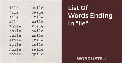 5 Letter Word Ending in Ile