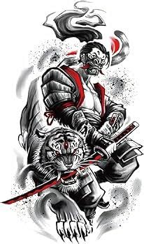 5 Sheets Temporary Samurai Tattoos Japanese Tiger Tattoo Warrior Tattoo Japan Tattoo Samurai 5 Amazon De Beauty