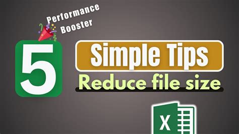 5 Simple Tips To Reduce Excel File Size And Optimize Excel Performance Youtube