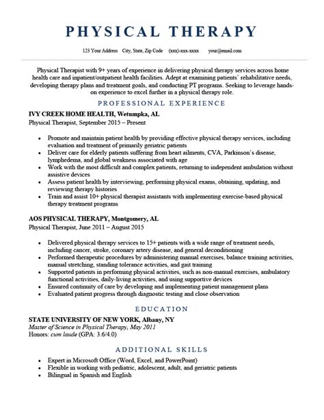 5 Tips For A Physical Therapy Resume