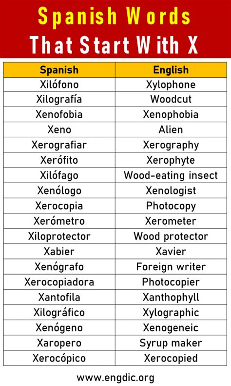 50 Spanish Words That Start With X Engdic 50 Spanish Words That Start With X Engdic
