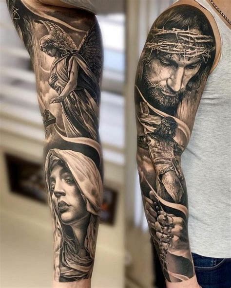 51 Amazing Jesus Sleeve Tattoo Designs For Men
