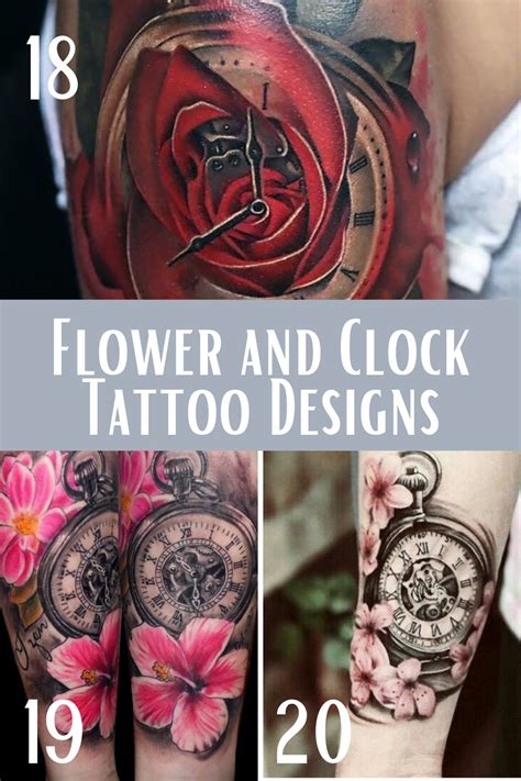 53 Timeless Flower And Clock Tattoo Ideas Tattoo Glee