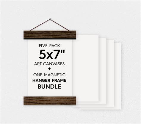 5X7 Amp Quot Canvas Bundle Pack Of 5 Blank Canvas Sheets And Magnetic Wood H Hanger Frames