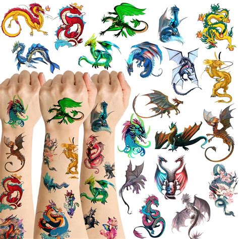 6 Sheets Temporary Tattoos Dragon Tattoo Animal Indonesia Ubuy