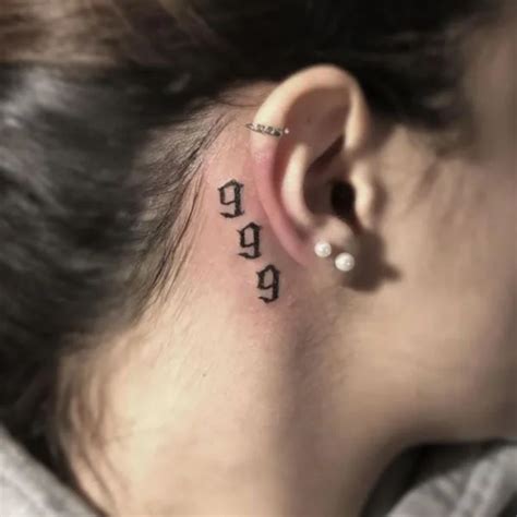 999 Tattoo Meaning Behind Ear Printable