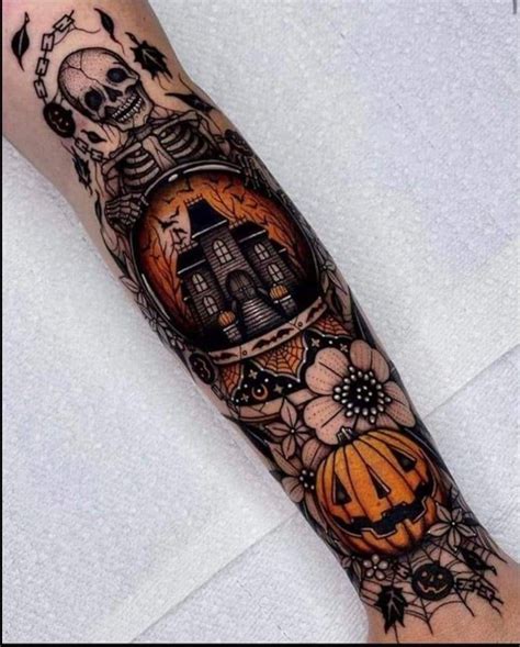 A Spooky Good Start To A Halloween Themed Sleeve Halloween Halloweentattoos Spookytattoos Colortattooartist Pumpkin Jackolantern Potionbottle Floraltattoos Spookybabes Tattooartists Tattooed Tattoos Tattedgirls Inkedgirls Ink