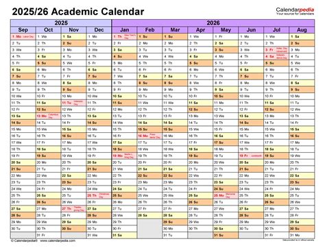 Academic Calendars 2025 2026 Free Printable Word Templates
