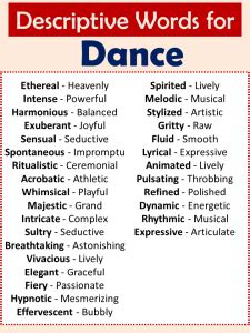 Adjectives For Dance Descriptive Words For Dance Vocabulary Point