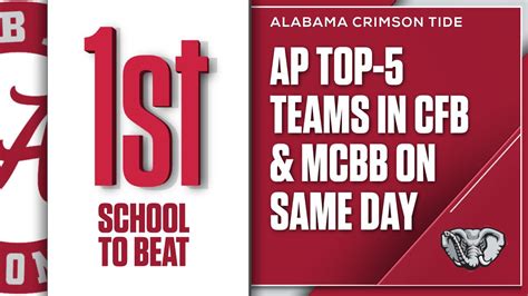 Alabama Is The First School To Beat Ap Top 5 Teams In College Football And Men S College Basketball On The Same Day The Crimson Tide Took Down No 1 Georgia In The Sec