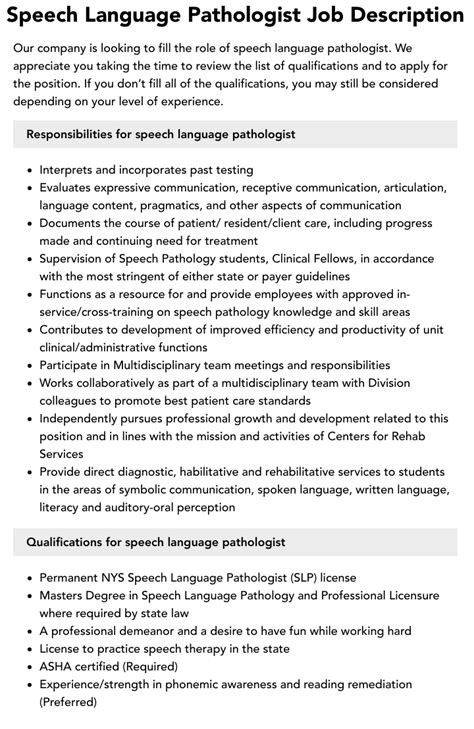 All About Speech Language Pathologist Jobs Pdf