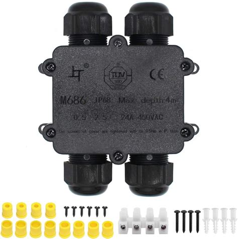 Amazon Co Jp Ip68 Waterproof Junction Box Huyu 4 Way Outdoor Cable Connectors With 4 Cable M25