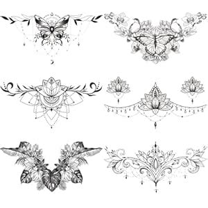 Amazon Com Colorful Flower Chest Tattoo For Women Large Realistic Butterfly Floral Temporary Chest Tattoo Sticker Adult Girl Waist Back Sexy 3D Lotus Bird Underboob Fake Temp Tatoo Abdomen Body Art 6 Sheet