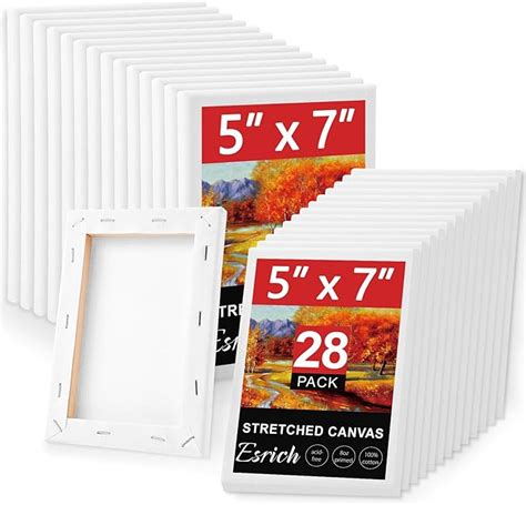 Amazon Com Esrich Stretched Canvas For Painting 5X7 28 Pack Small Canvases 5 8 Amp Quot Profile Primed