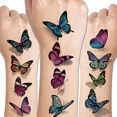 Amazon Com Ooopsi Butterfly Tattoos For Kids Womens 110 Pcs 3D Tattoos Colorful Body Art Temporary Tattoos Butterfly Party Favors Beauty Personal Care