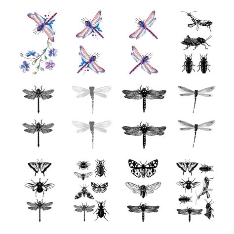 Amazon Com Sanerlian Dragonfly Temporary Tattoo Sticker Waterproof Vintage Classic Shoulder Arm Back Body Art 10 5X6cm Set Of 5 Sf4814 Beauty Personal Care