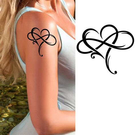 Amazon Com Tattoo Design 6 Sheets Temporary Tattoos For Women Adults Big Heart With Infinity Symbol Sign Of Eternal Infinite Love Temporary Tattoo For Men For Woman Neck Arm Beauty