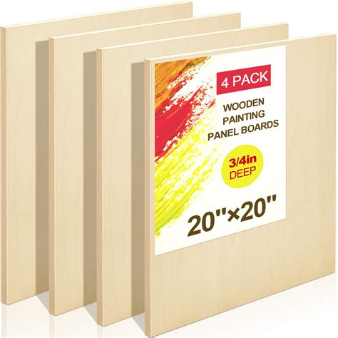 Amazon Com Tenceur 4 Pack 20 Amp Quot X 20 Amp Quot Birch Wood Panel Boards Kit Unfinished Wood Canvas Wooden Amazon Com Tenceur 4 Pack 20 Amp Quot X 20 Amp Quot Birch Wood Panel Boards Kit Unfinished Wood Canvas Wooden