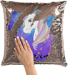 Amazon Com Violet Victoria Fan Star Personalized Space Sequin Mermaid Flip Pillow Rose Gold Sequins Pillowcase Only Home Kitchen