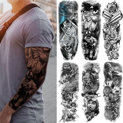 Amazon Com Warrior Fake Tattoos Sleeve Stickers For Men Full Arm Realistic Gladiator Poseidon Temporary Tattoo Sleeves Adults Women Long Lasting Large Black Greek Myth Temp Tattoo Leg Body Art Makeup 8 Sheet