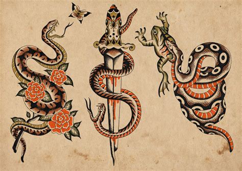 American Traditional Snake Tattoo Clip Studio Assets