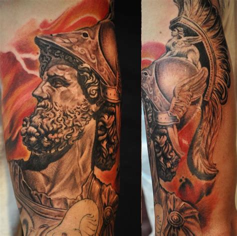 Ares God Of War Statue Portrait Greek Sleeve By Roly Viruez Tattoonow Ares God Of War Statue Portrait Greek Sleeve By Roly Viruez Tattoonow