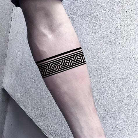 Arm Band Tattoos For Men Fashionoid Black Greek Art Abstract Waterproof Hand Band Temporary
