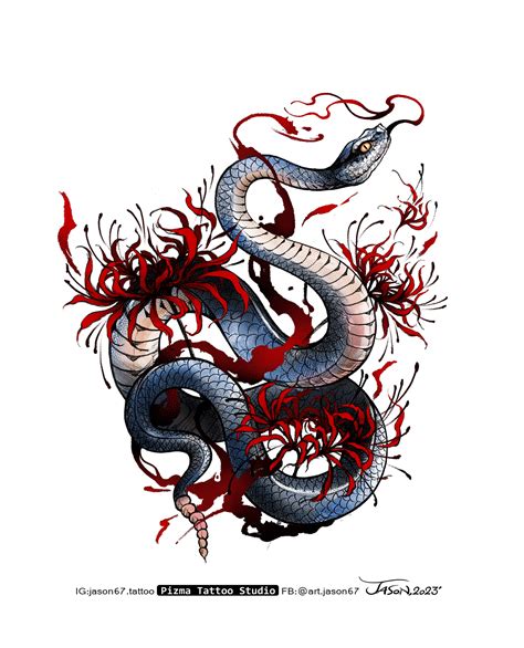 Artstation Tattoo Design Snake Lycorisradiata