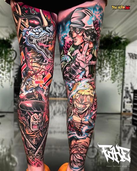As Far As We Got Today We Are Planning On Adding More To This Piece Leg Sleeve What Anime Do You Wanna See Me Tattoo Next Still Have Some Days Available In June Dm Me To Book