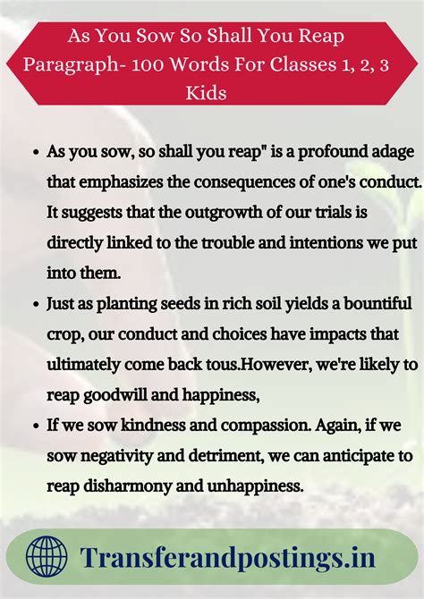 As You Sow So Shall You Reap Paragraph