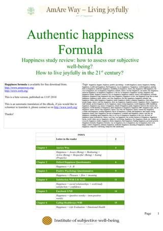 Authentic Happiness Formula Pdf