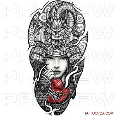 Beautiful Samurai Woman Tattoo Design 350 Professional Tattoo Designs Online
